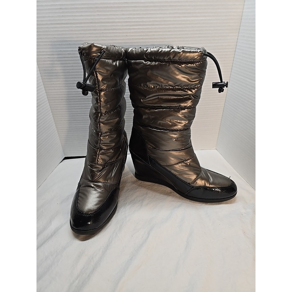 Cougar Wedge Puffer Brown Metallic Shiny Gander Winter Waterproof Boots Size 9M